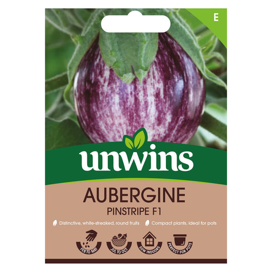 Unwins Vegetable Aubergine Pinstripe F1 Hybrid - 8 Seeds