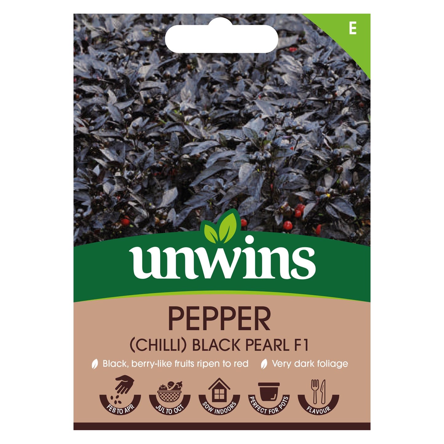 Unwins Vegetable Chilli Pepper Black Pearl F1 Hybrid - 5 Seeds