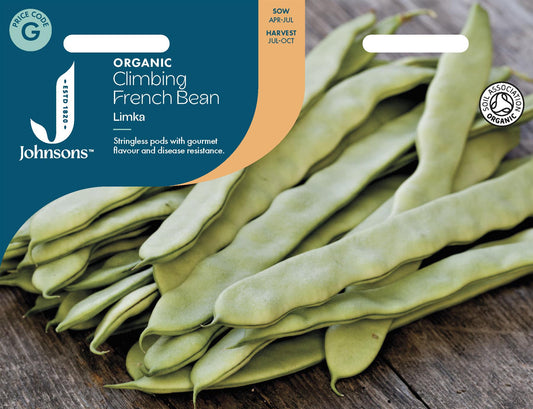 Johnsons - Organic Vegetable - Climbing French Bean Limka - 30 Seeds