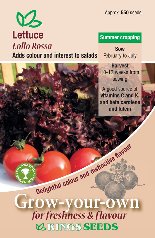 Kings Seeds Lettuce Lolla Rossa 550 Seeds
