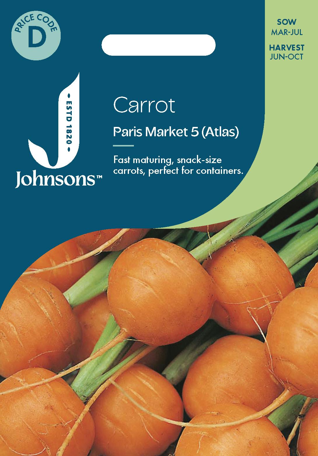 Johnsons - Carrot Paris Market 5 (atlas) - 1000 Seeds