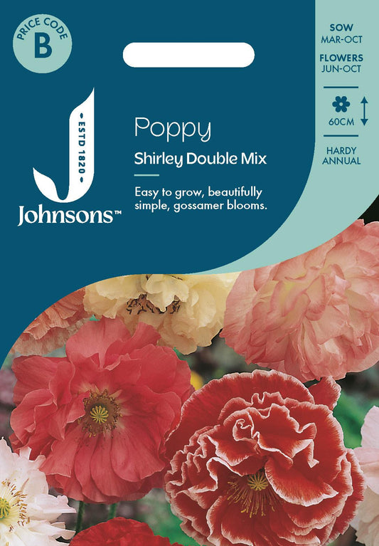 Johnsons - Poppy Shirley Double Mix - 1500 Seeds