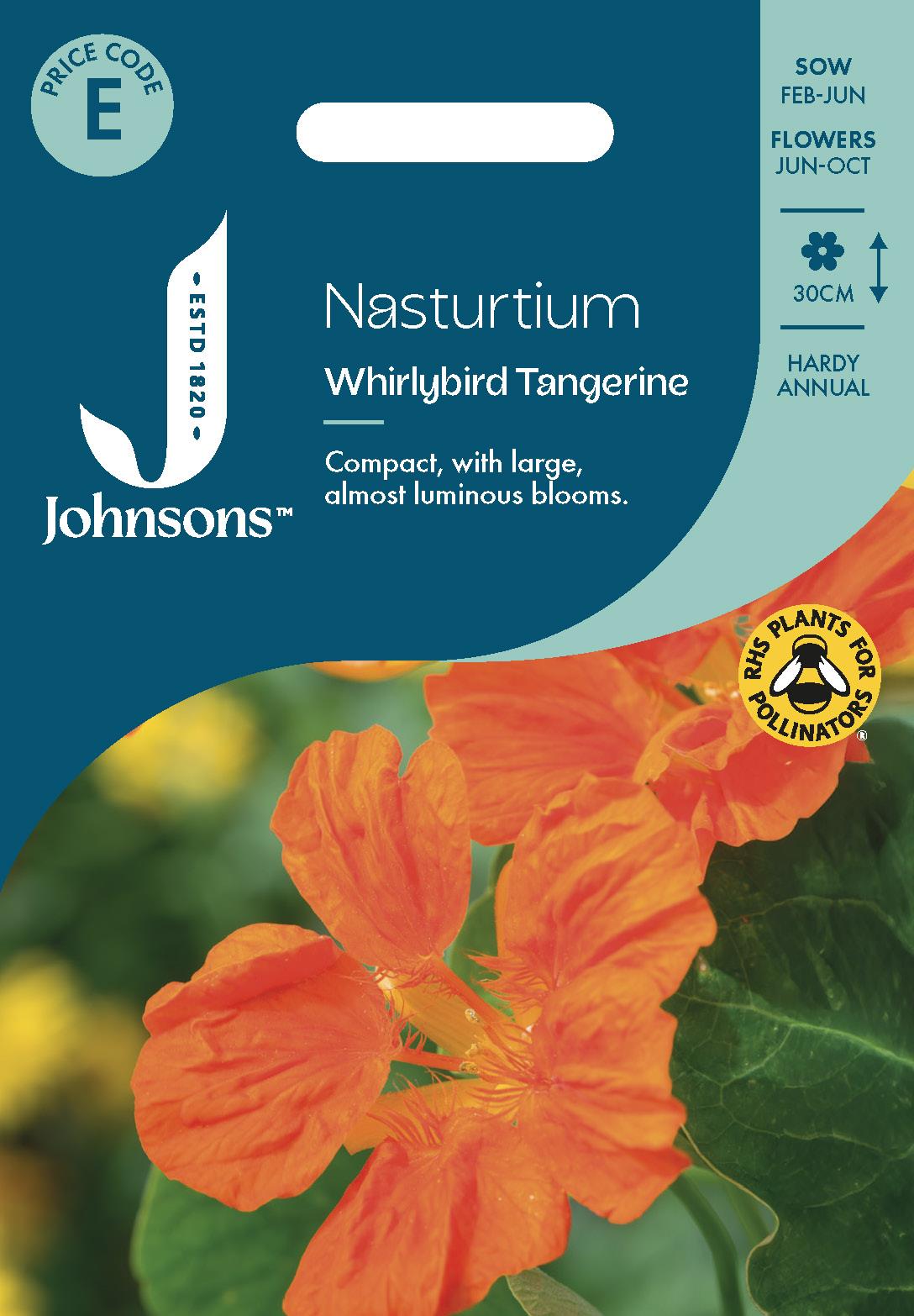 Johnsons - Nasturtium Whirlybird Tangerine - 25 Seeds