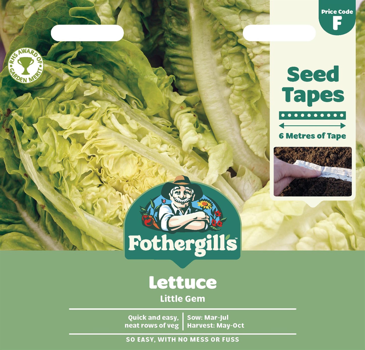 Fothergills Tape Lettuce Little Gem Seeds