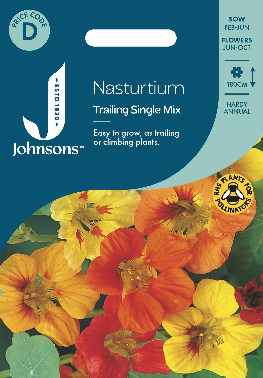 Johnsons - Nasturtium Trailing Single Mix - 25 Seeds