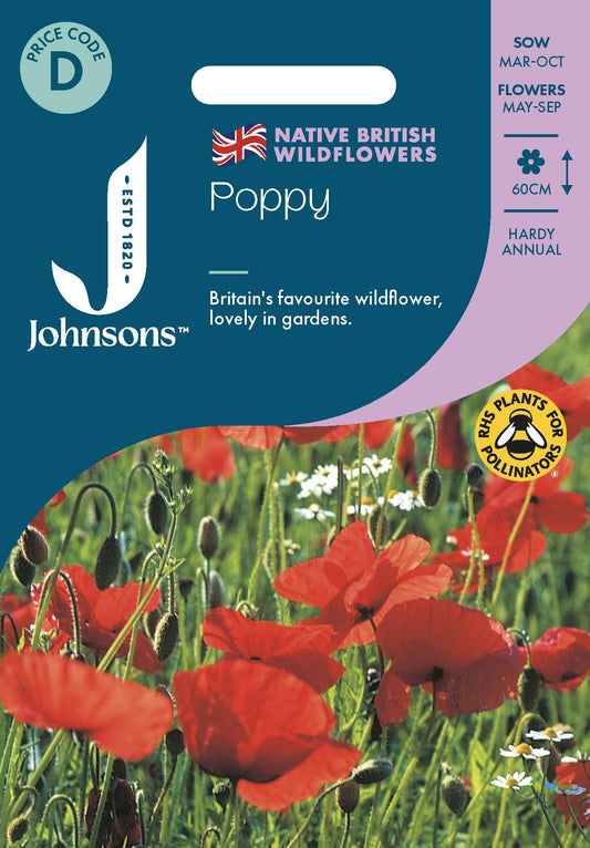 Johnsons - Wild Flowers - Poppy - 2000 Seeds