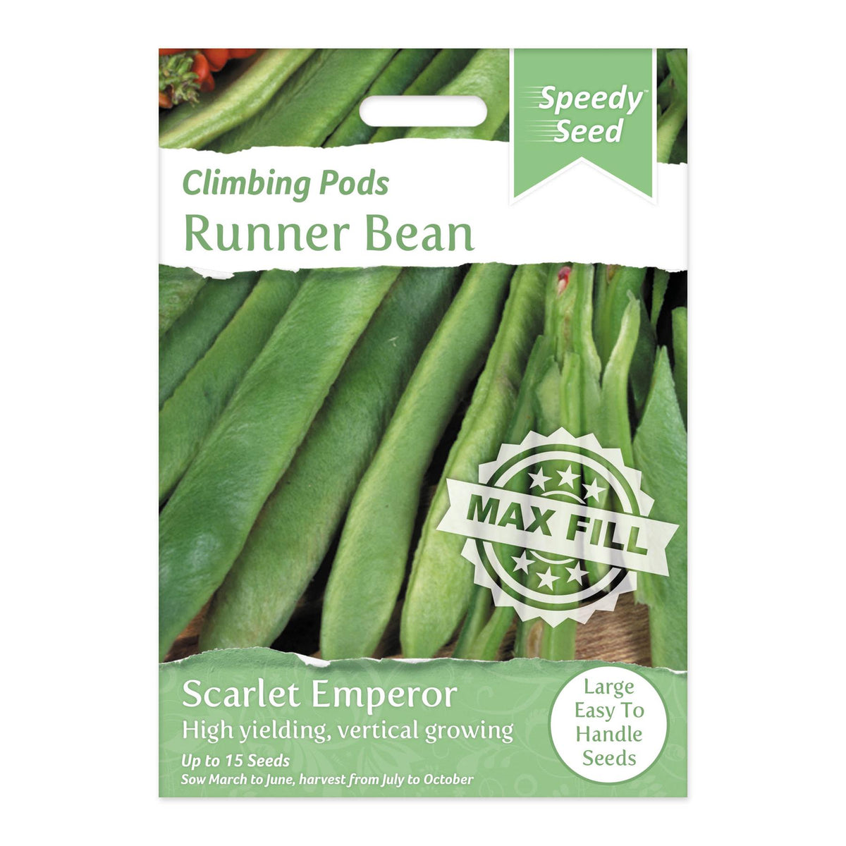 Speedy Seeds Vegetable Runner Bean Scarlet Emperor Max Fill