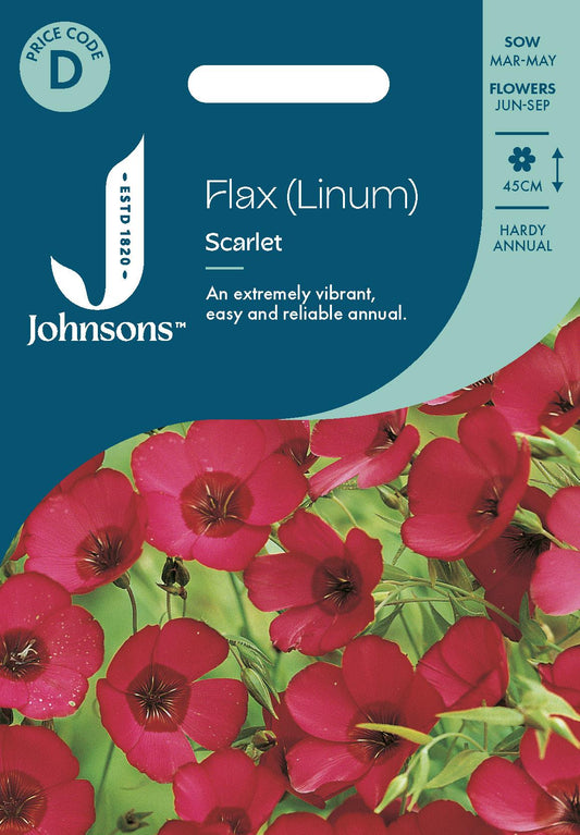 Johnsons - Flax Scarlet - Linum - 450 Seeds