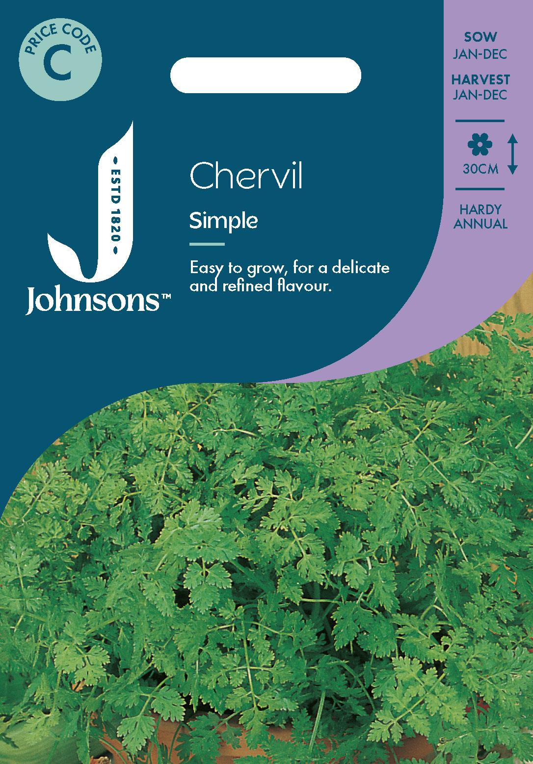 Johnsons - Herb - Chervil Simple - 1000 Seeds