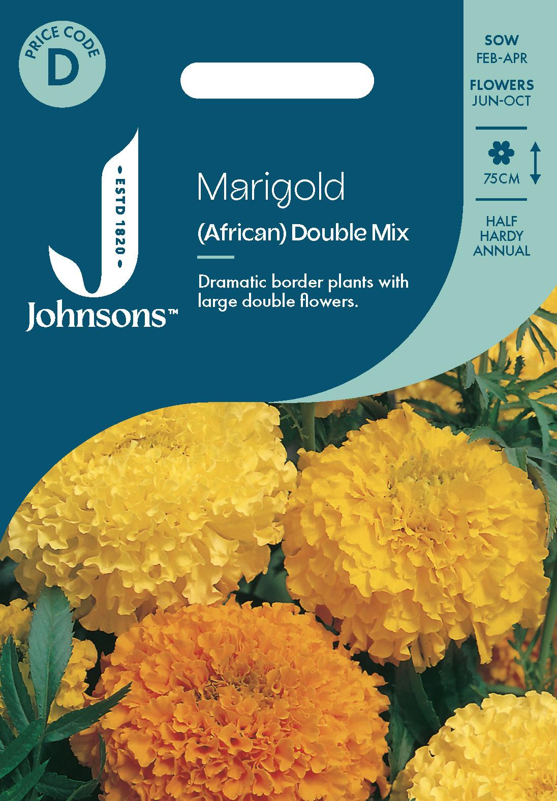 Johnsons - African Marigold Double Mix - 150 Seeds