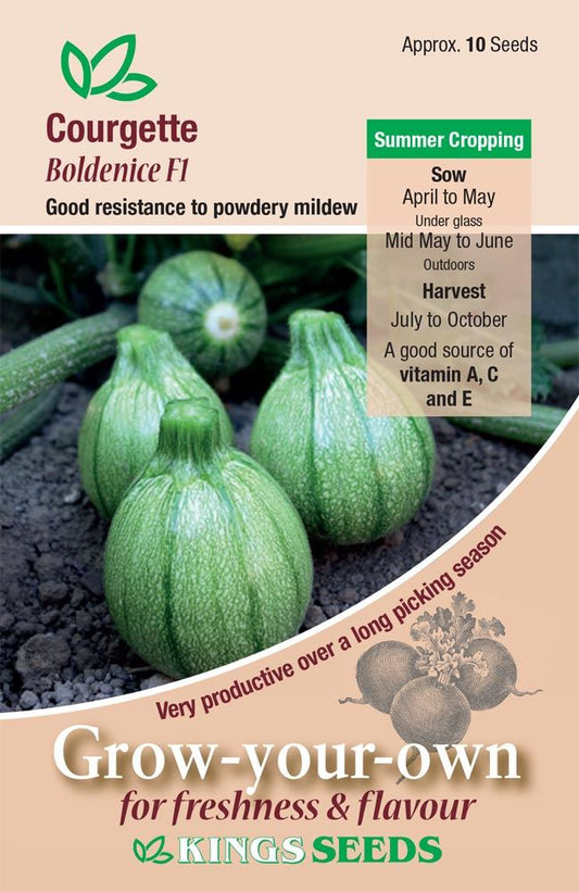 Kings Seeds Courgette Boldenice F1 Seeds - Reduced due to short date