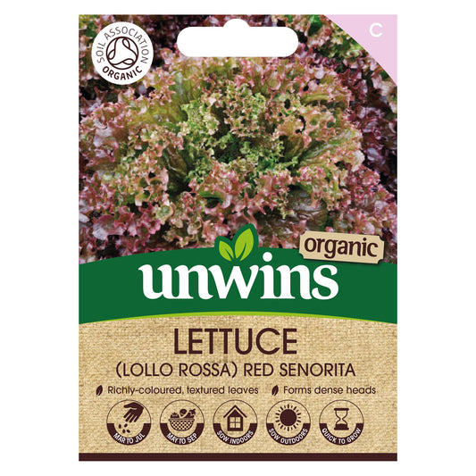 Unwins Herb Organic Lettuce Red Senorita Looseleaf - 250 Seeds