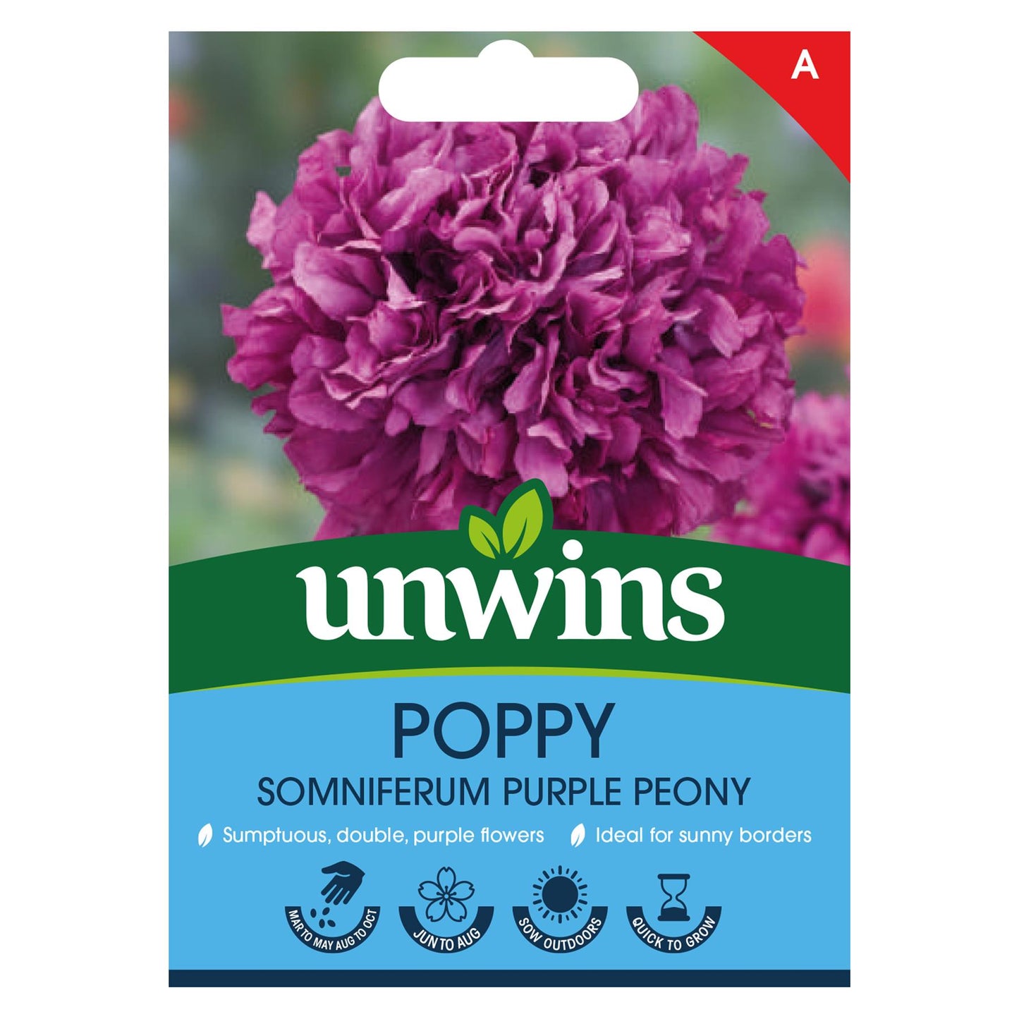 Unwins Flower Poppy Purple Peony - 400 Seeds