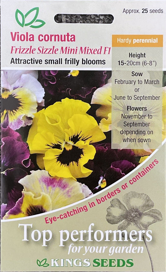 Kings Seeds Viola Frizzle Sizzle Mini Mixed F1 Seeds