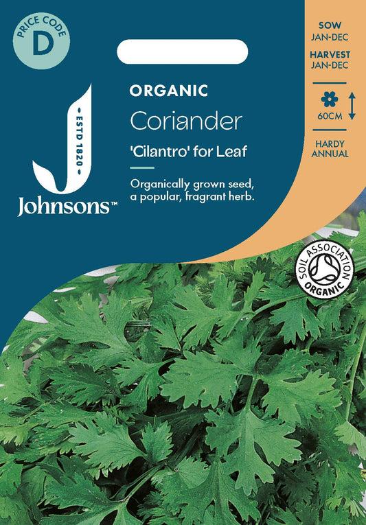 Johnsons - Organic Herb - Coriander Cilantro for Leaf - 100 Seeds