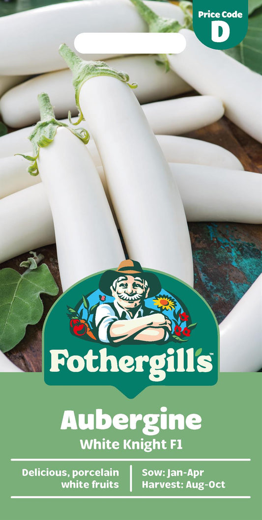 Fothergills Aubergine White Knight F1 Seeds