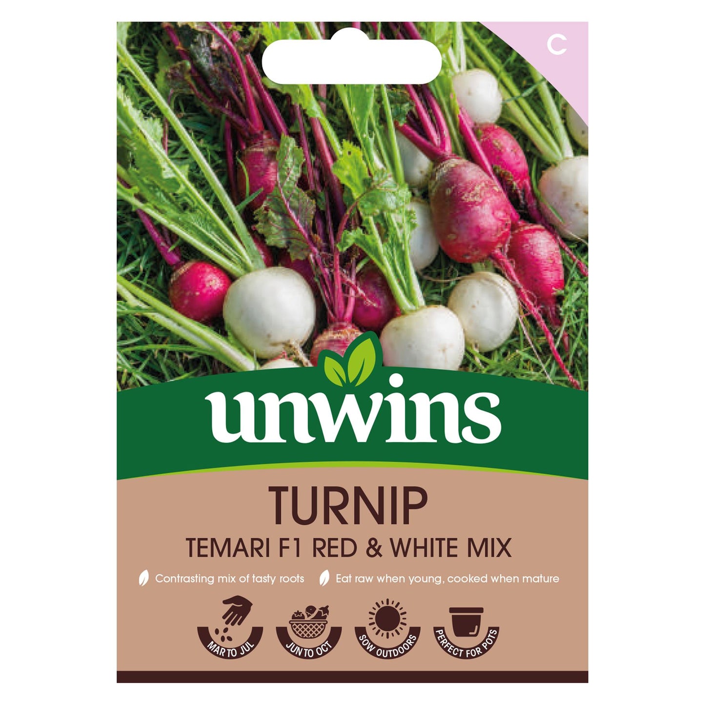 Unwins Vegetable Turnip Temari F1 Hybrid red & white mix - 200 Seeds