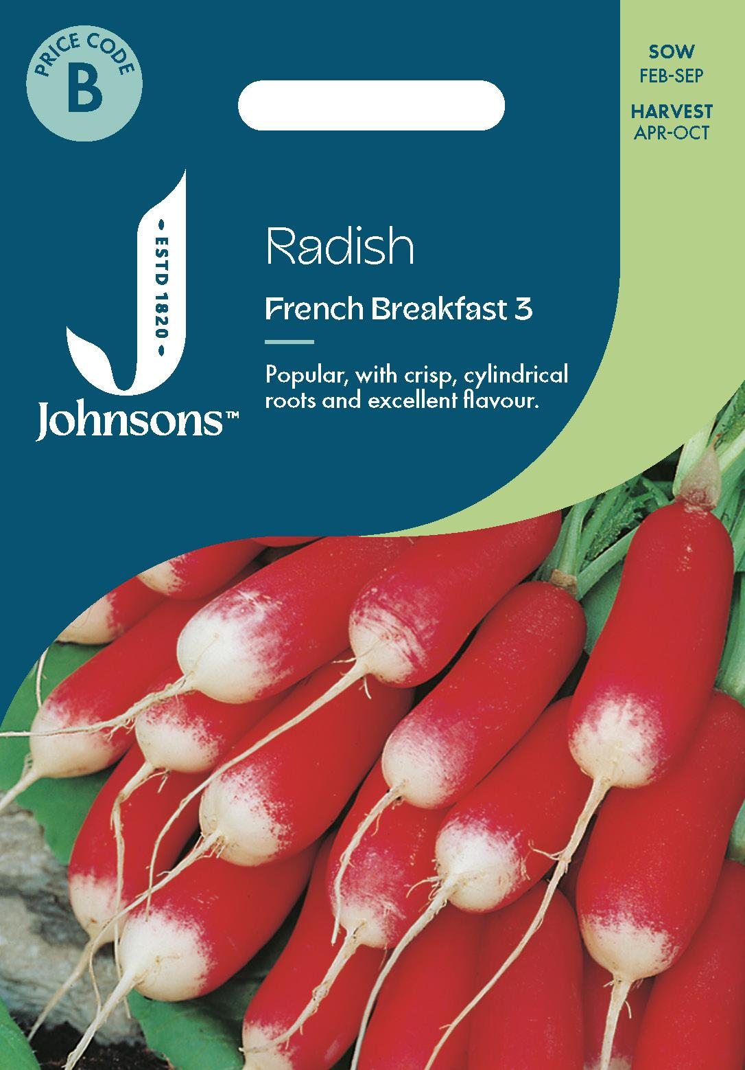 Johnsons - Radish French Breakfast 3 - 750 Seeds