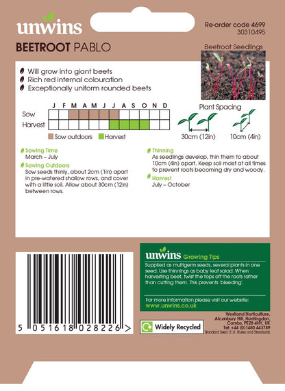 Unwins Beetroot (Round) Pablo 200 Seeds