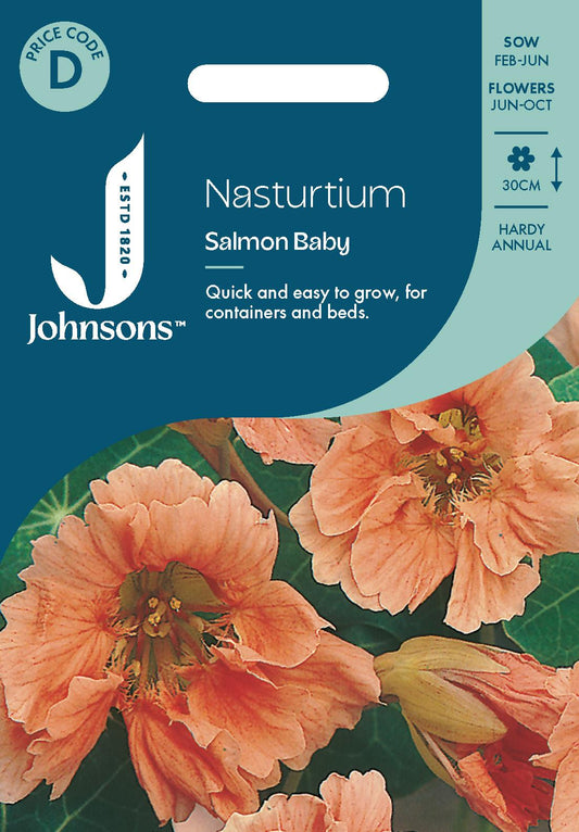 Johnsons - Nasturtium Salmon Baby - 25 Seeds