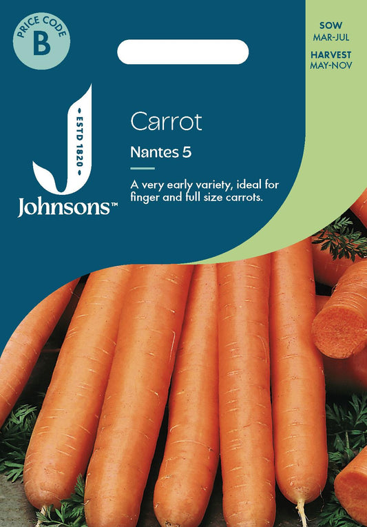 Johnsons - Carrot Nantes 5 - 1500 Seeds