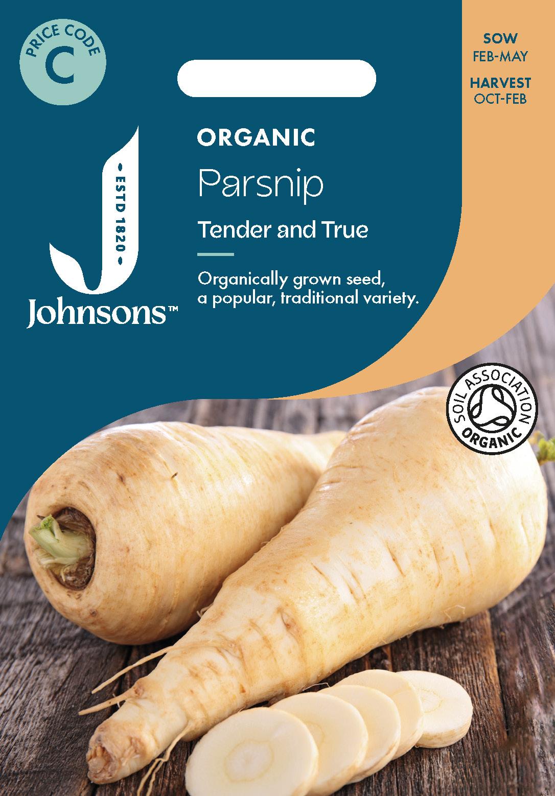 Johnsons - Organic Vegetable - Parsnip Tender & True - 350 Seeds