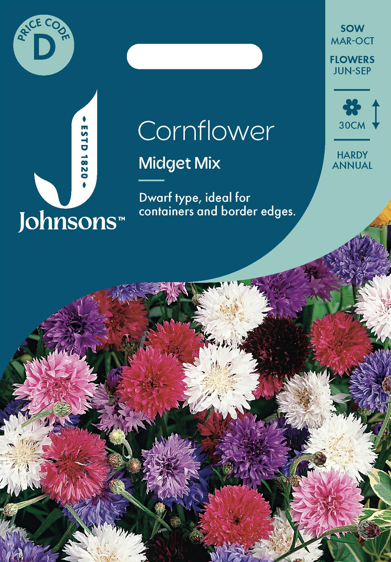 Johnsons - Cornflower Midget Mix - 150 Seeds