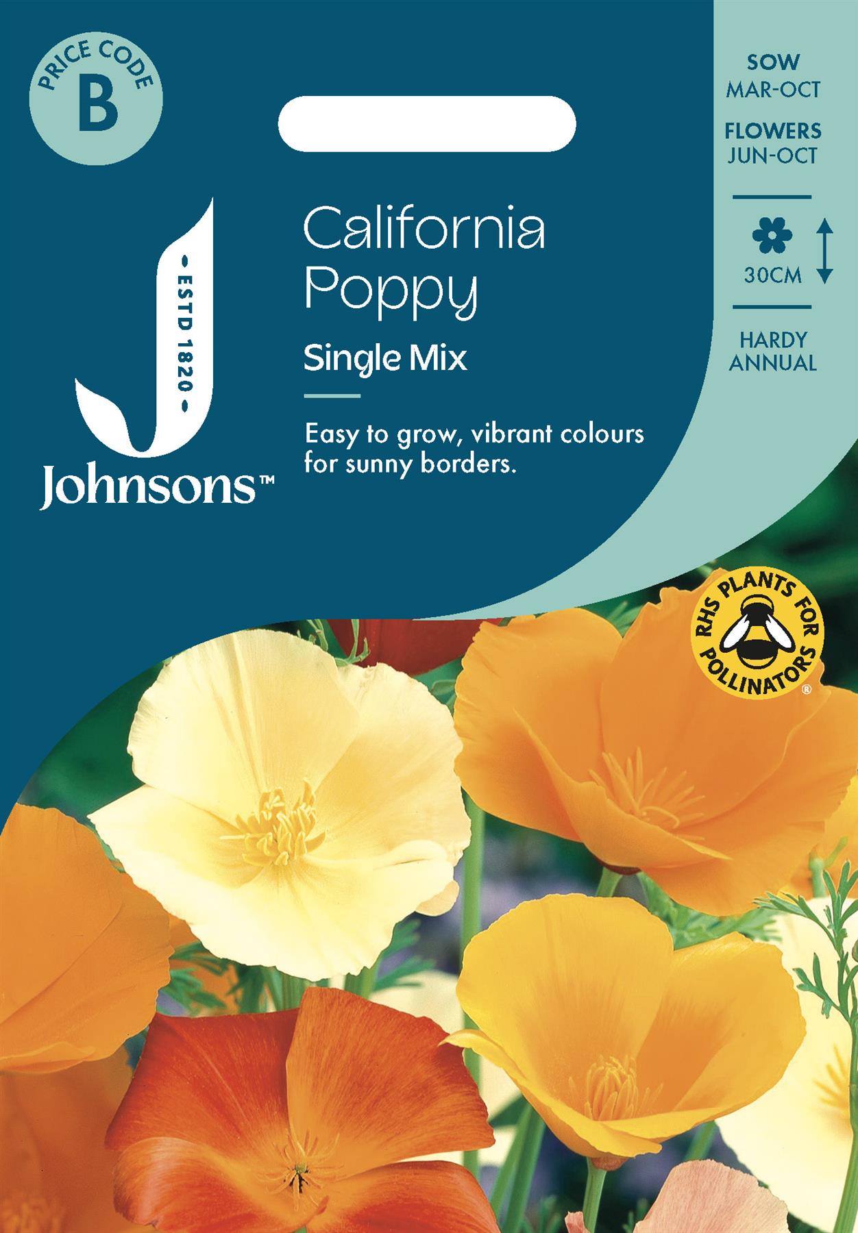 Johnsons - California Poppy Single Mix - 500 Seeds