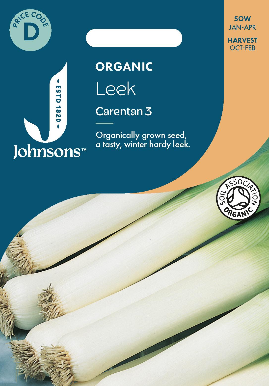 Johnsons - Organic Vegetable - Leek Carentan 3 - 400 Seeds