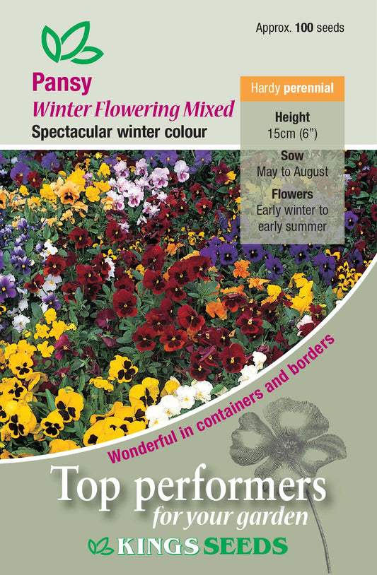 Kings Seeds Pansy Wintering Mixed 100 Seeds