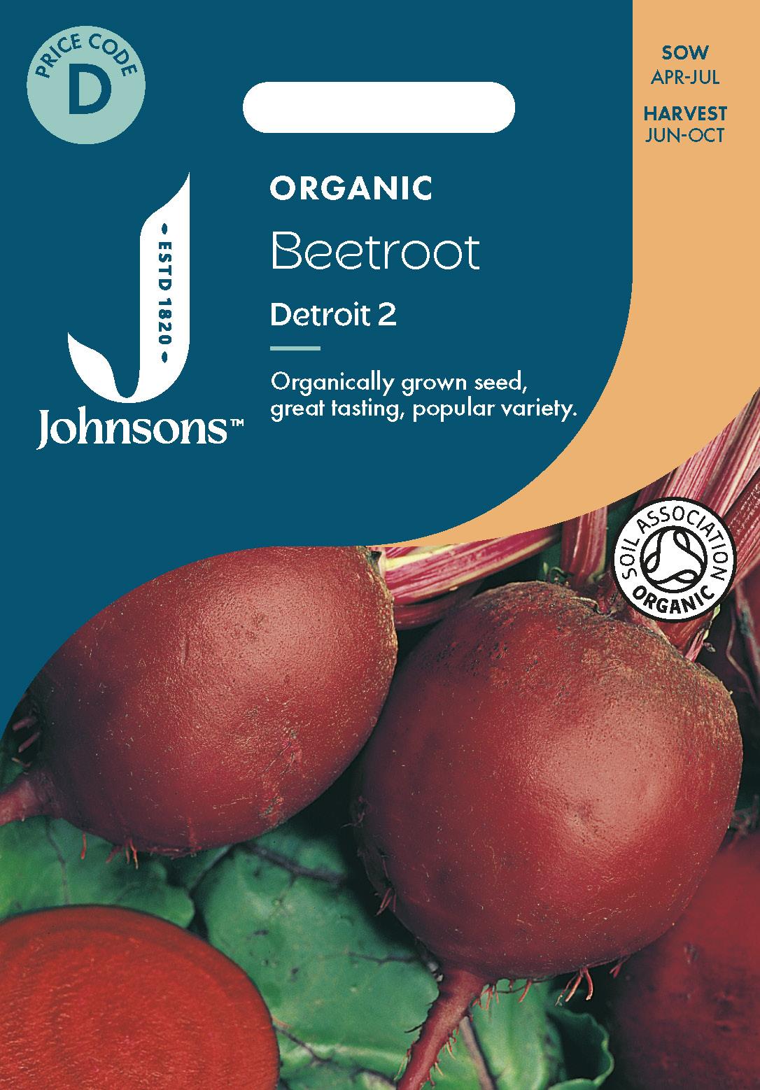 Johnsons - Organic Vegetable - Beetroot Detroit 2 - 275 Seeds