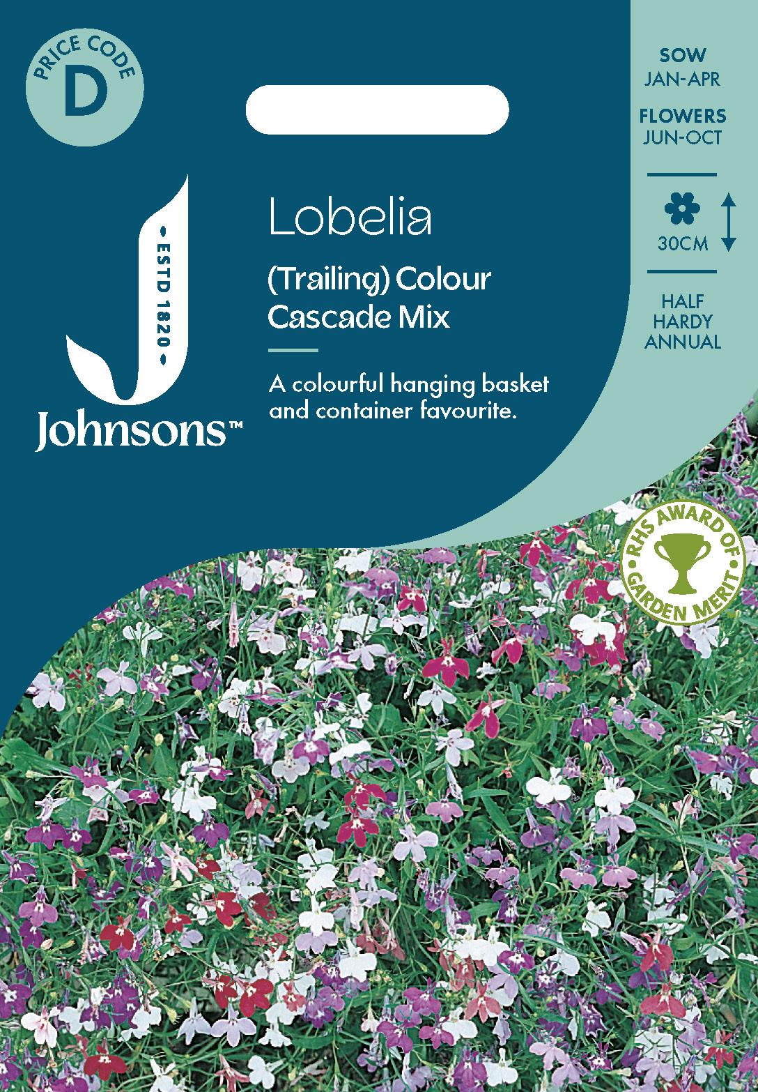 Johnsons - Lobelia (trailing) Colour Cascade Mix - 1500 Seeds