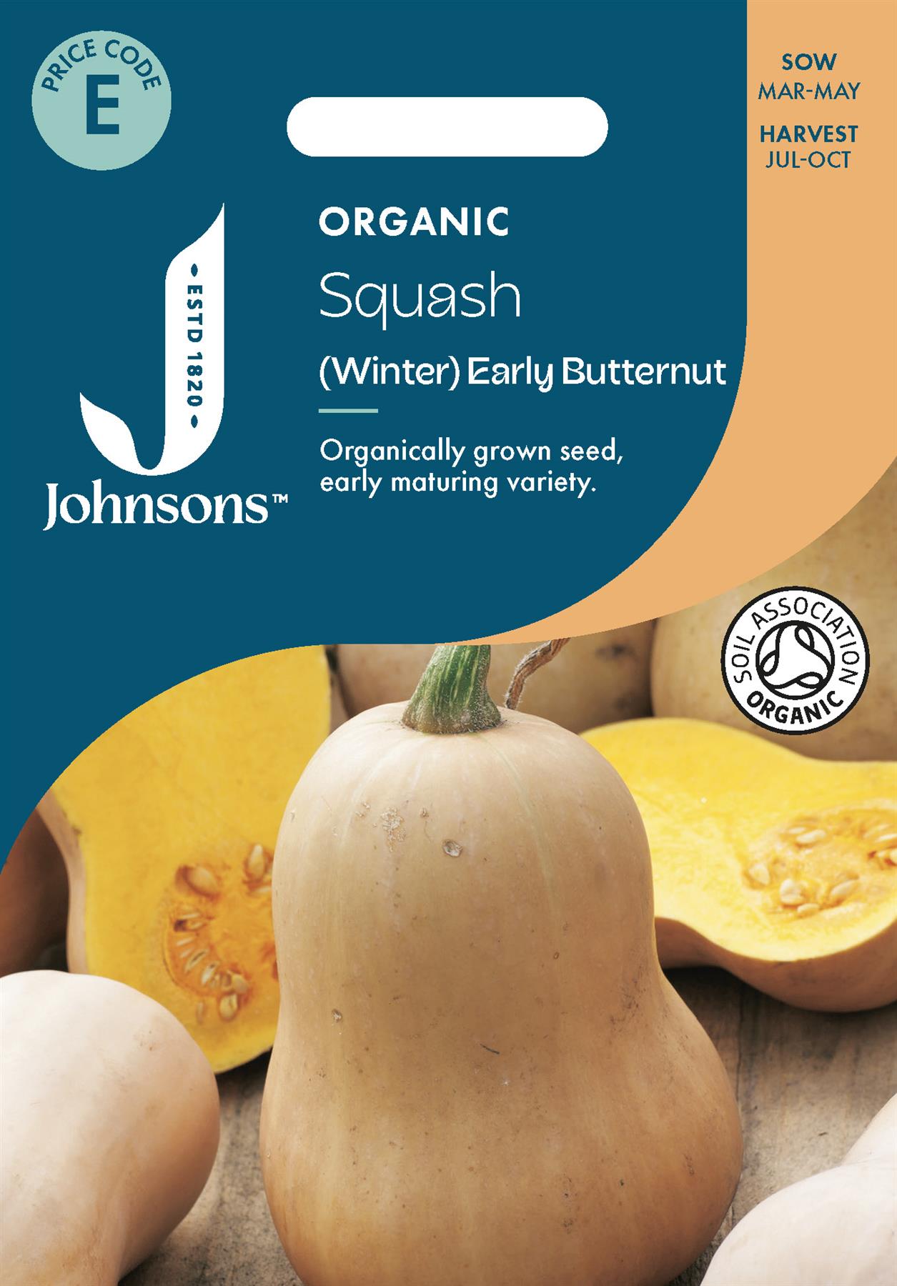 Johnsons - Organic Vegetable - Squash (winter) Early Butternut - 10 Seeds
