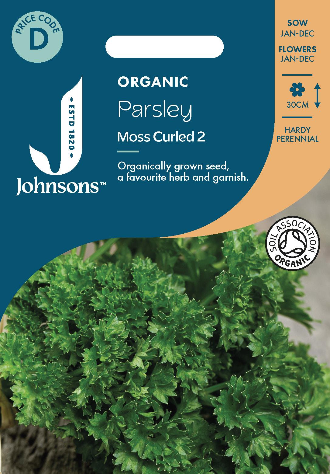 Johnsons - Organic Herb - Parsley Moss Curled 2 - 500 Seeds