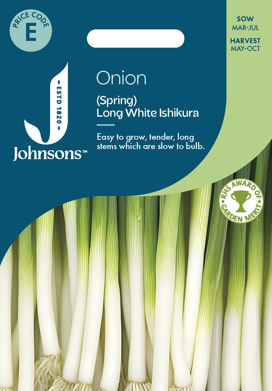 Johnsons - Onion (spring) Long White Ishikura - 375 Seeds