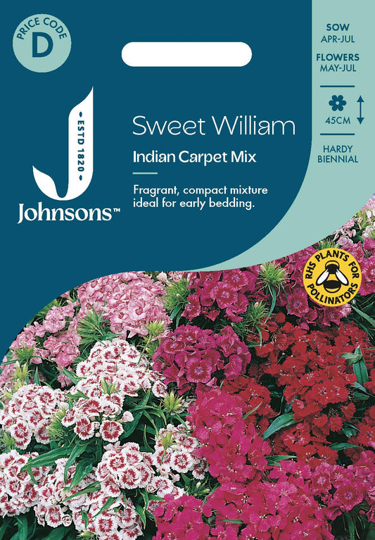 Johnsons - Sweet William Indian Carpet Mix - 400 Seeds