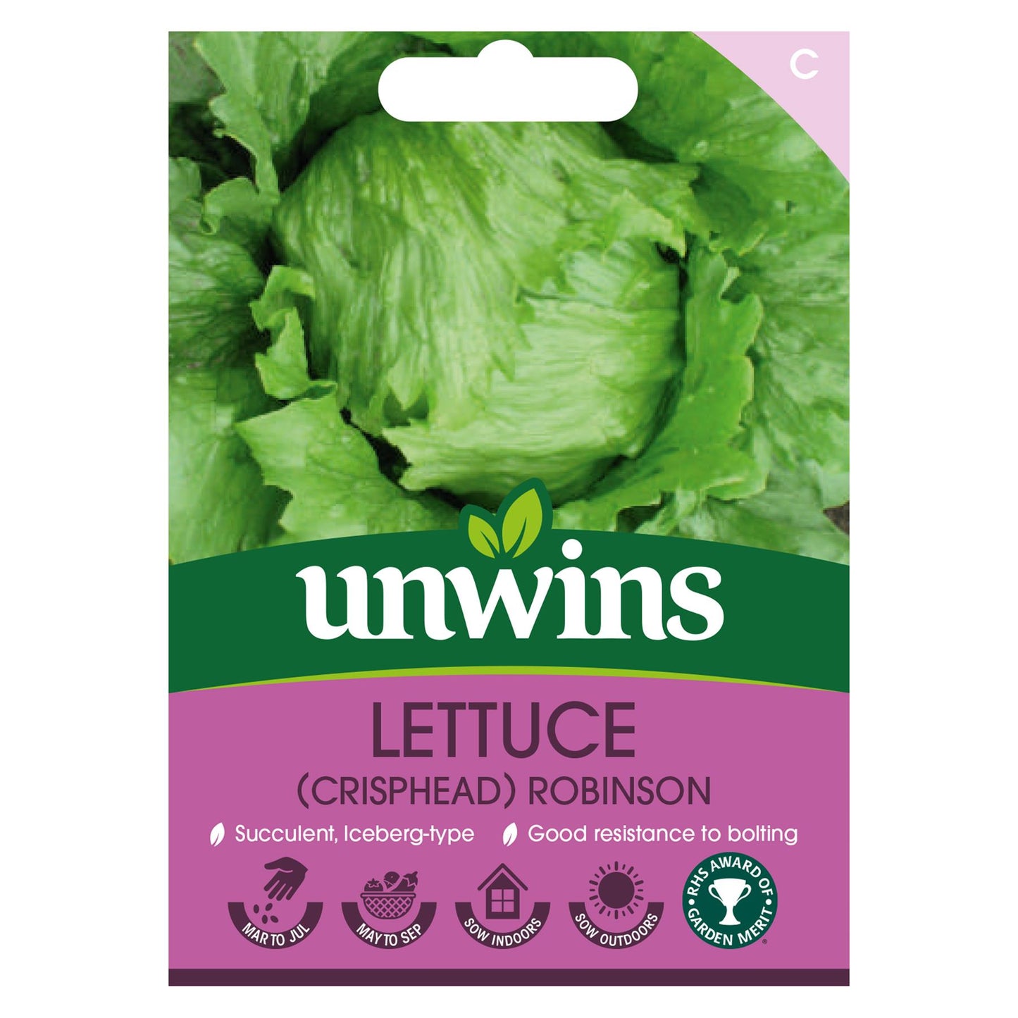 Unwins Herb Lettuce Crisphead Robinson - 200 Seeds