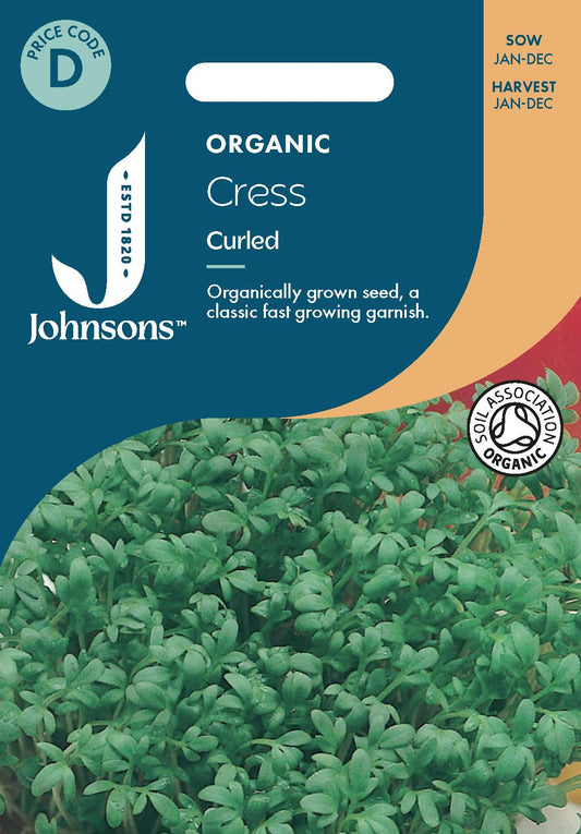 Johnsons - Organic Vegetable - Cress Curled - 2500 Seeds