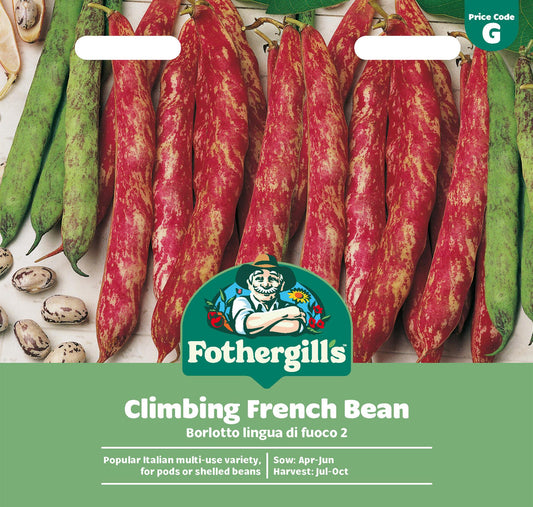 Fothergills Climbing French Bean Borlotto Lingua Di Fuoco 2 Seeds