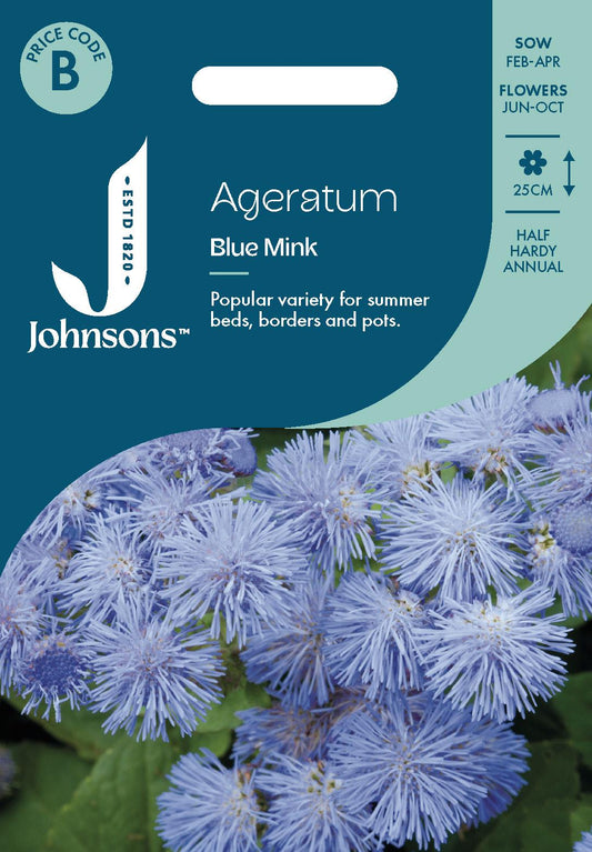 Johnsons - Ageratum Blue Mink - 1000 Seeds