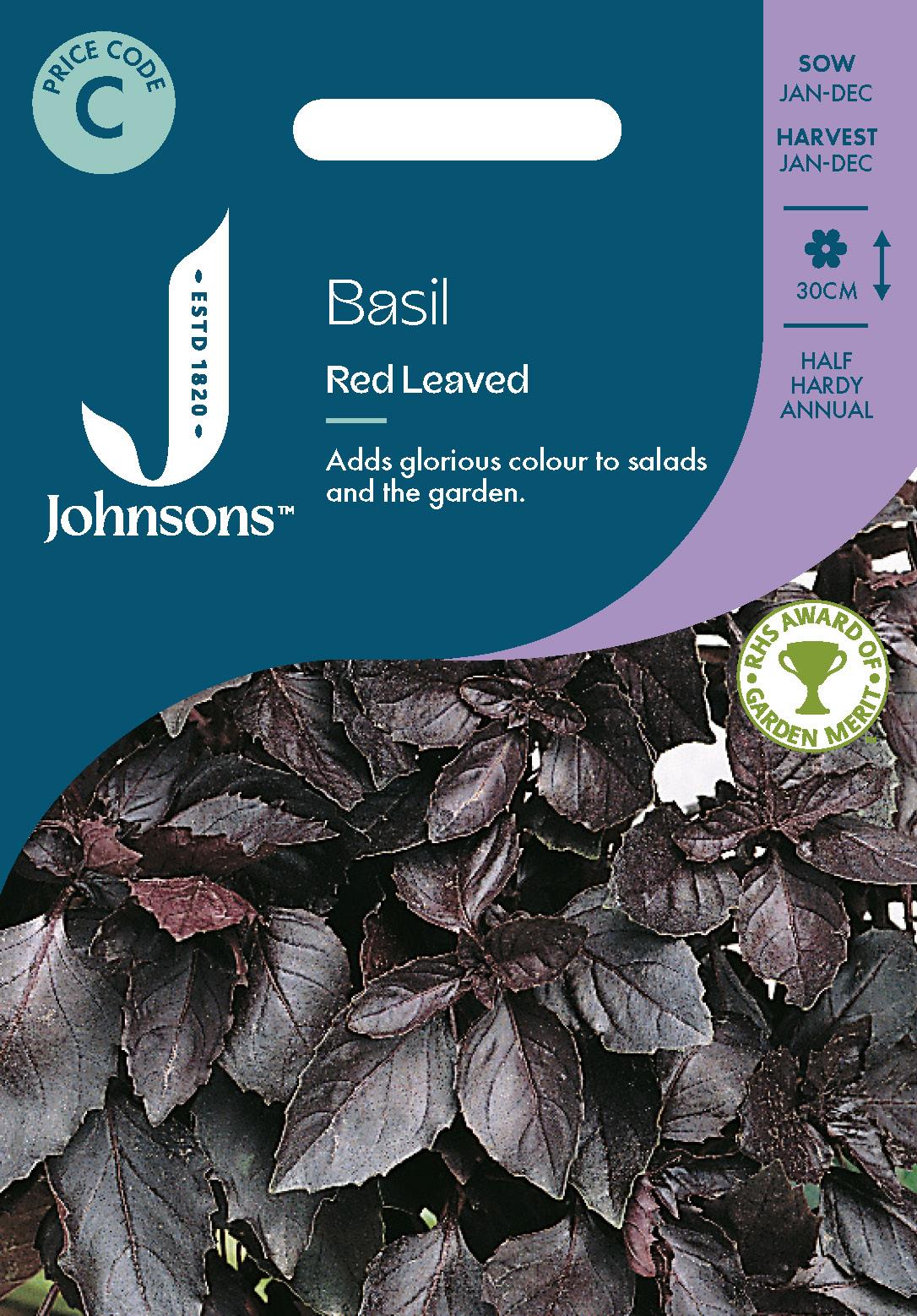Johnsons - Herb - Basil Red Leaved - 300 Seeds