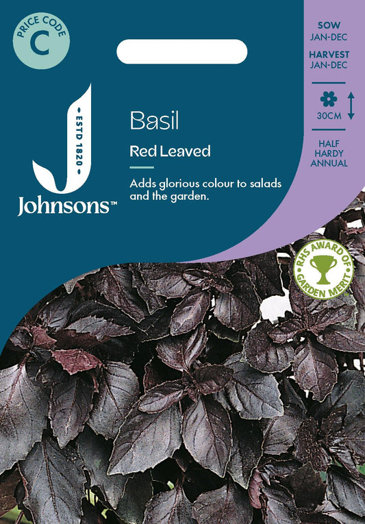 Johnsons - Herb - Basil Red Leaved - 300 Seeds