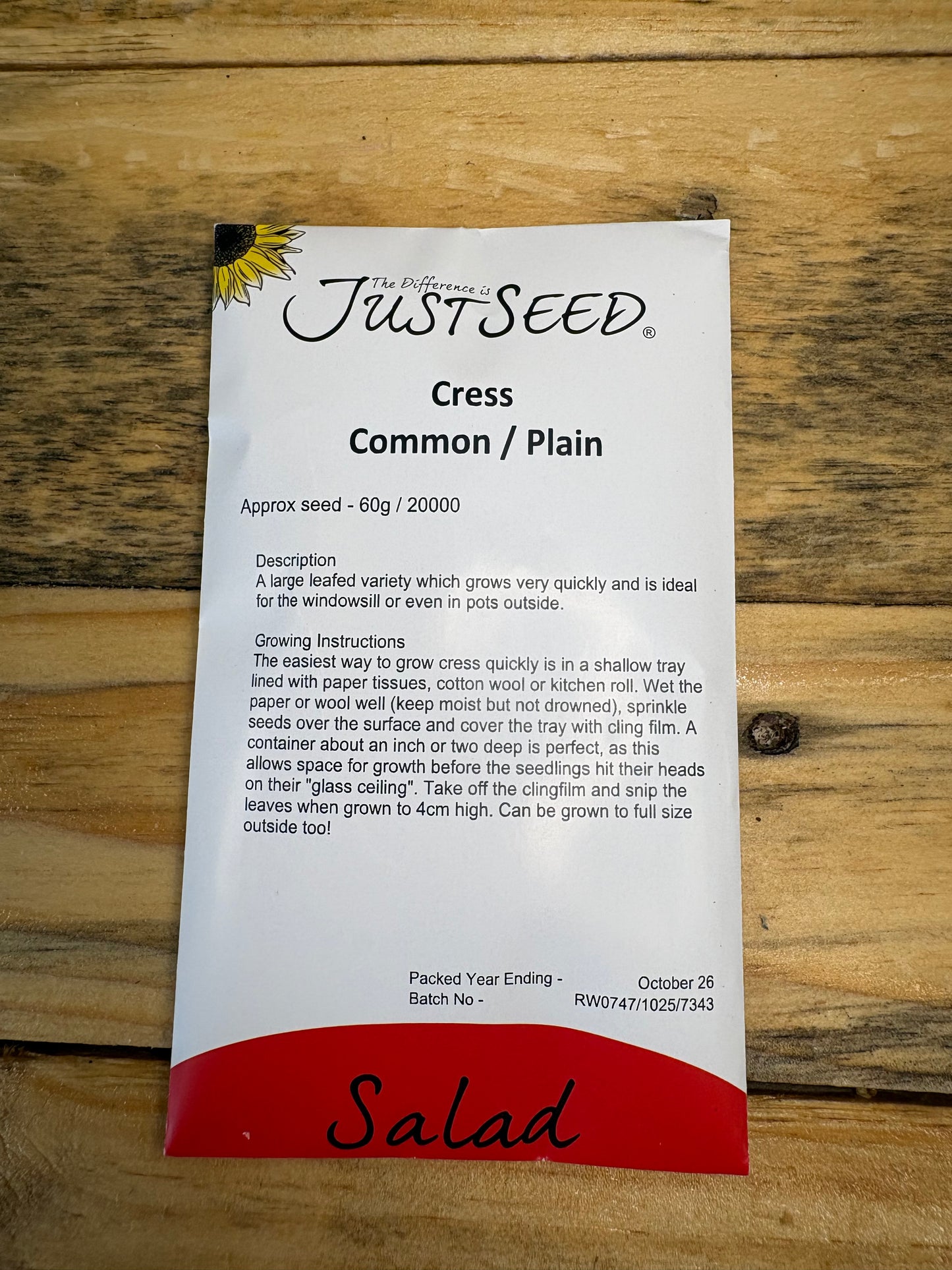 Cress Common Plain Seeds – Fast Growing Large Leaf Variety