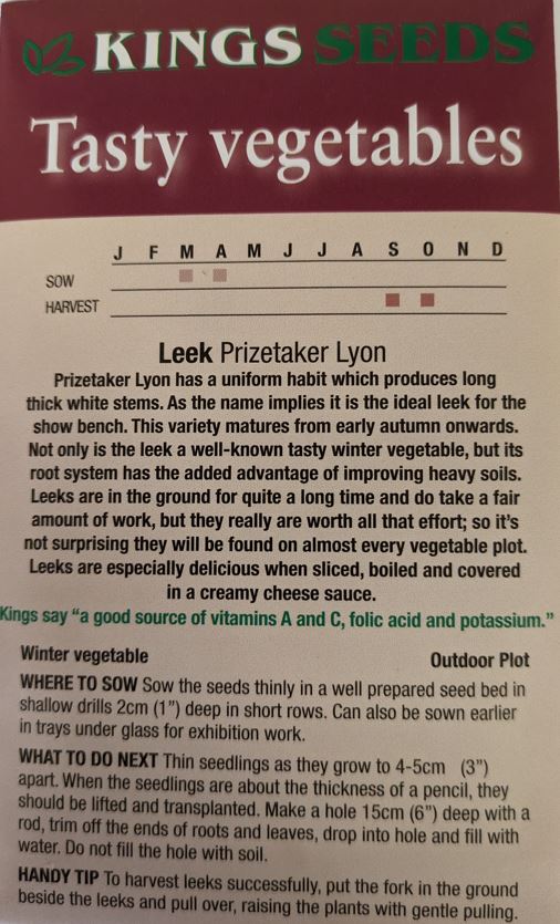 Kings Seeds Leek Prizetaker/Lyon 300 Seeds