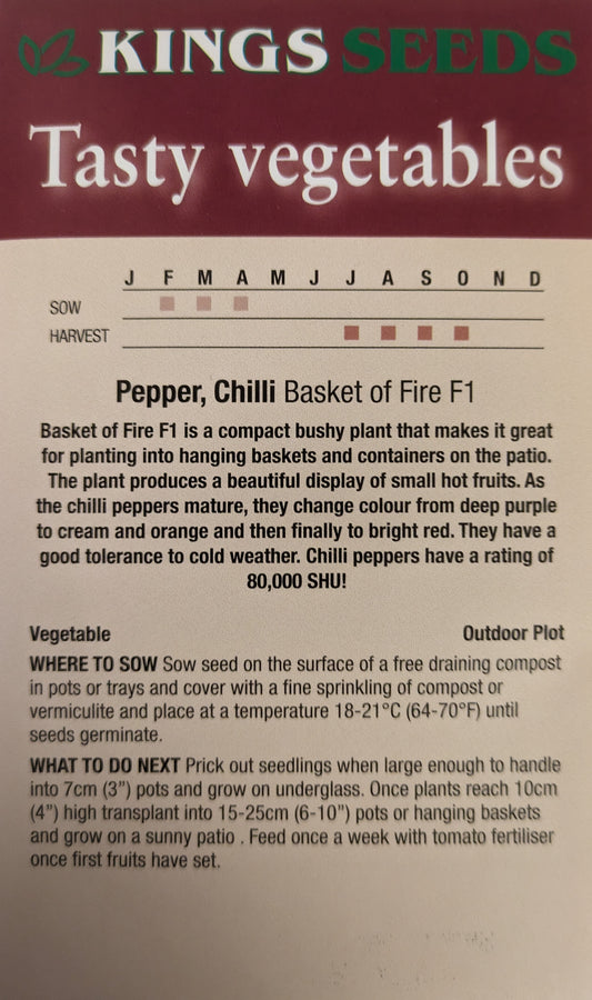 Kings Seeds Chilli Pepper Basket of Fire F1 - 10 Seeds