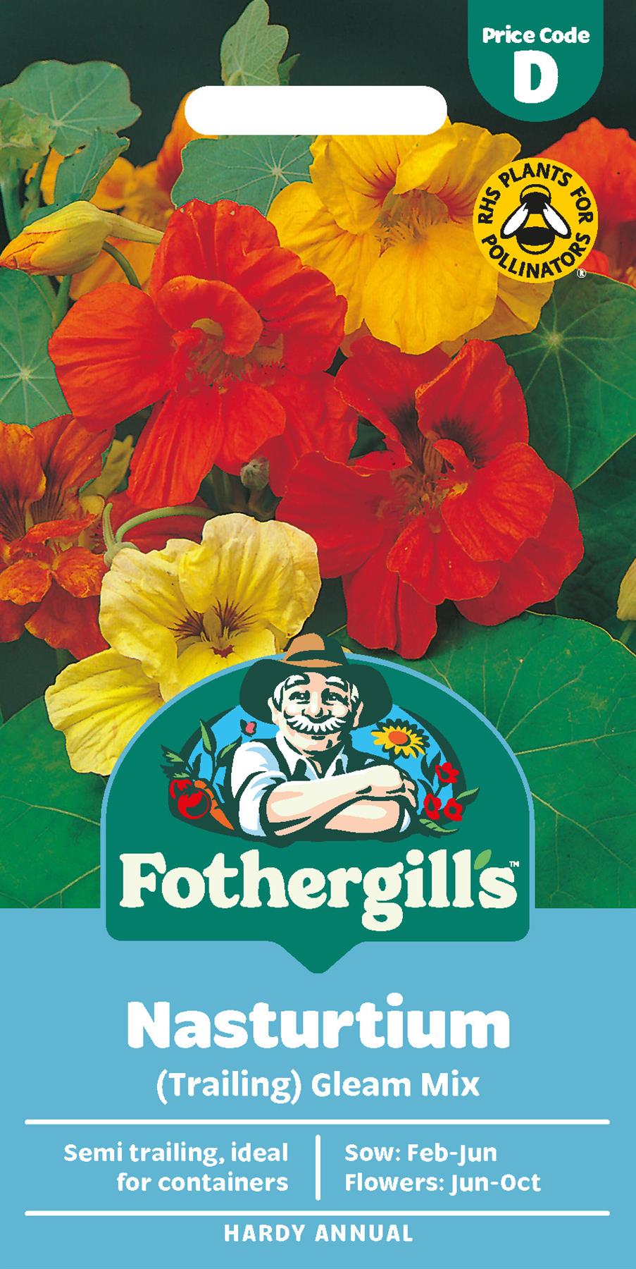 Fothergills Nasturtium (Trailing) Gleam Mix Seeds