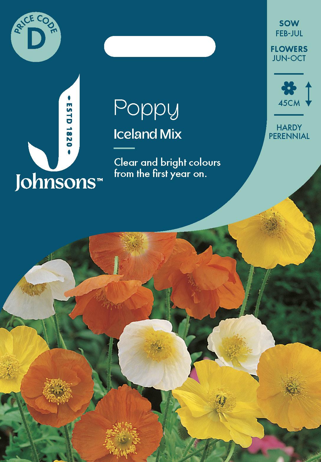 Johnsons - Poppy Iceland Mix - 2000 Seeds