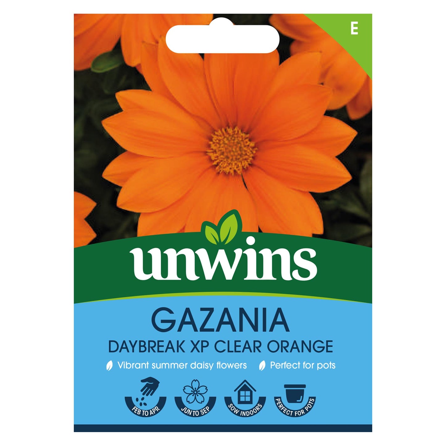 Unwins Flower Gazania Daybreak XP Clear Orange - 20 Seeds