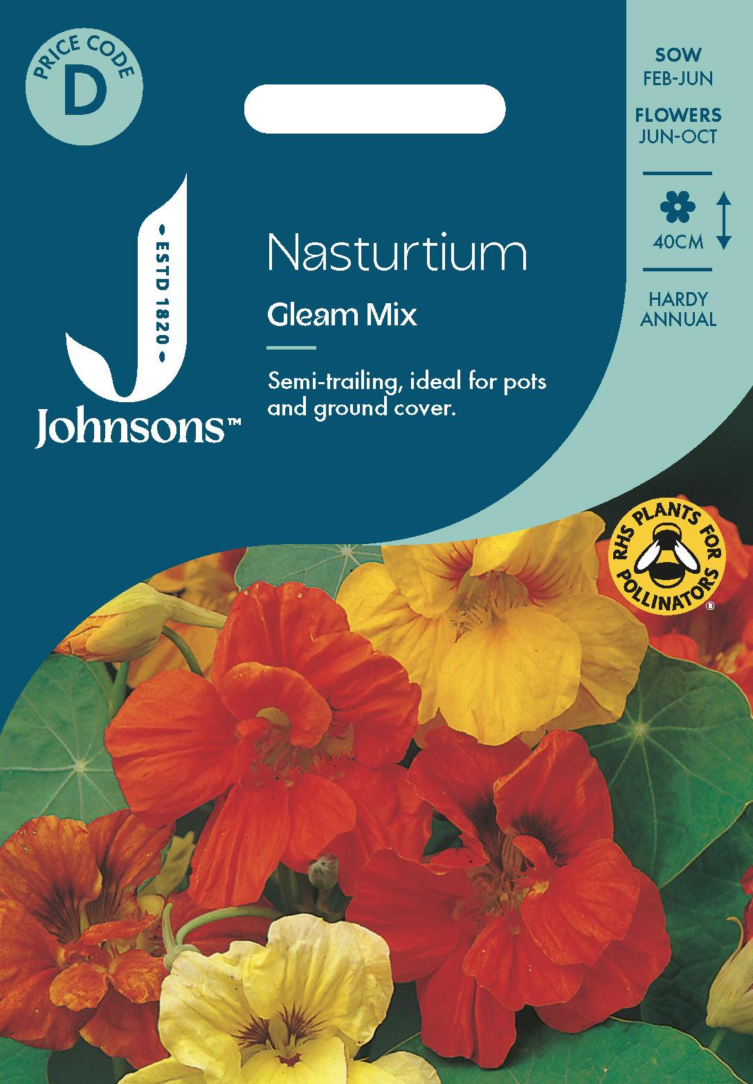 Johnsons - Nasturtium Gleam Mix - 25 Seeds