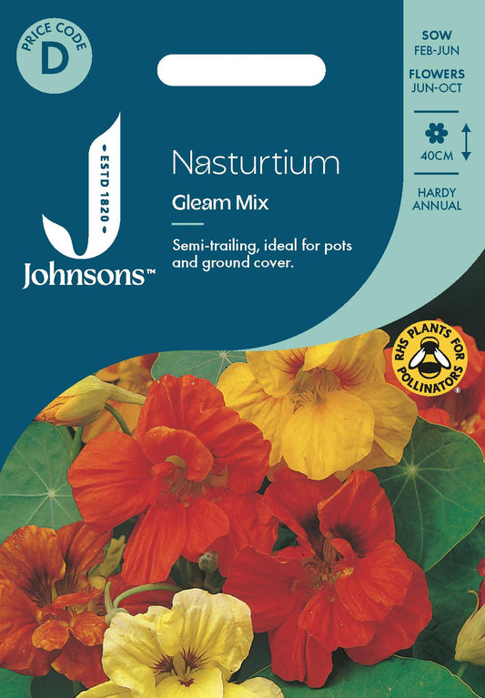 Johnsons - Nasturtium Gleam Mix - 25 Seeds